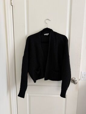 ASOS Black Open-Front Knit Cardigan with Pockets